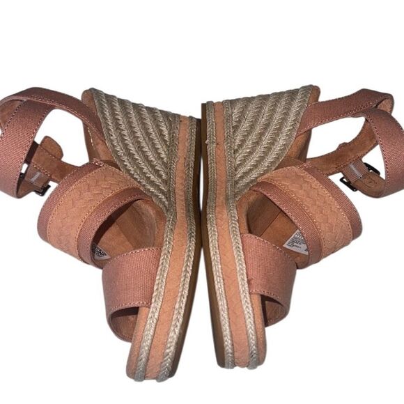 Toms Madelyn Sandy Beige Canvas Braided Espadrille Wedge Sandals Size 7 - Picture 9 of 13